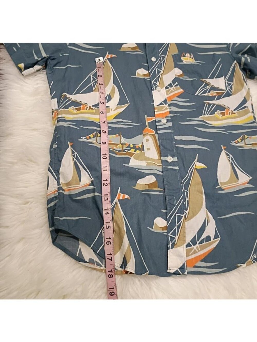 J.Crew XS Cotton Sailing Print Short Sleeve Shirt Blue Casual - Picture 6 of 10
